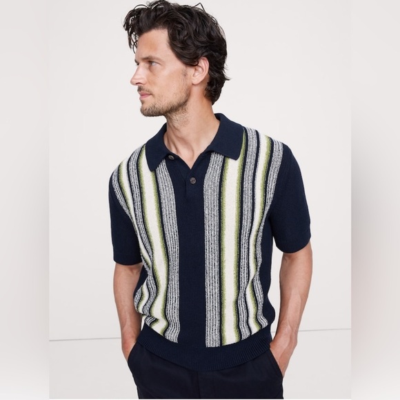 NWT Banana Republic Boucle Striped Polo Sweater Sz Sm (#796037)